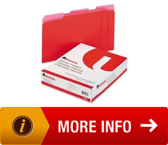 Uncovered Universal 12303 Recycled Interior File Folders, .33 Cut Top Tab, Letter, Red, 100Box